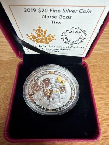 Canada. 20 Dollars 2019 Gold-Plated Coin - Norse Gods: Thor