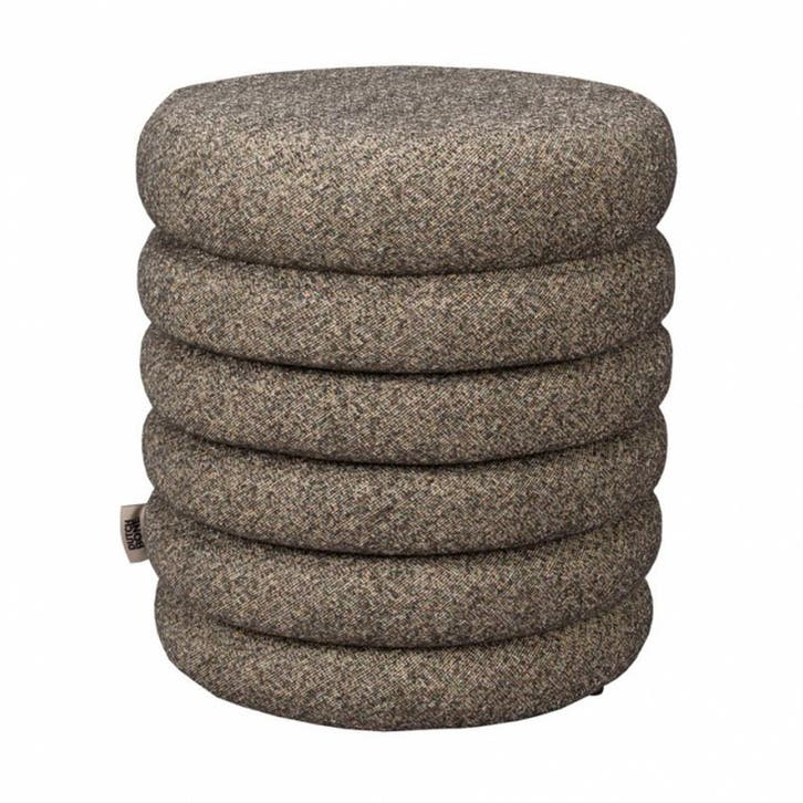 *WOONWINKEL* Dutchbone Fern Ronde Poef Zwart Boucle Stof, Huis en Inrichting, Banken | Voetenbanken en Poefen, Nieuw, Stof, Verzenden