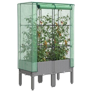 vidaXL Plantenbak verhoogd met kashoes 80x40x140 cm, Verzenden, Nieuw, Kunststof