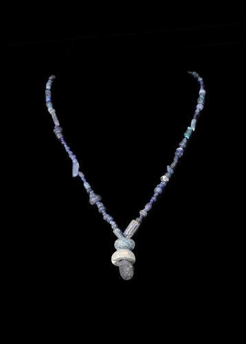 Oud-Romeins Donkerblauw glas Kralenketting (Zonder