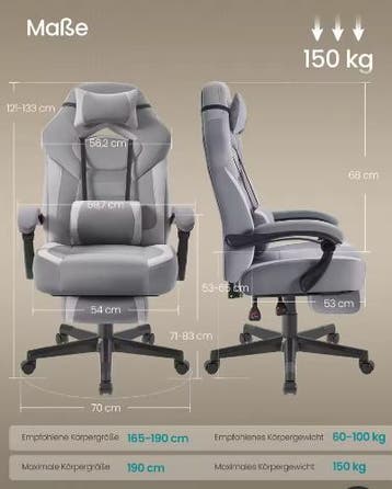 Ergonomische Gamingstoel met Voetsteun, Verzenden, Nieuw