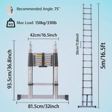 5 Meter Telescopische Ladder - A-Frame & Rechte Ladder - 150, Verzenden, Nieuw