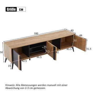 Bruin Lowboard TV-Meubel 180 cm – Geschikt voor TV’s tot 80, Verzenden, Nieuw