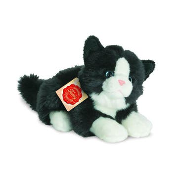Hermann Teddy kat knuffel - pluche - zwart/wit - 20 cm, Verzenden, Nieuw