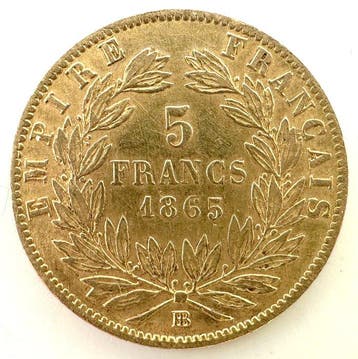 Frankrijk. Napoléon III. 5 Francs 1865-BB, Strasbourg