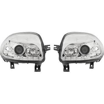 Koplampen Renault Clio 98-05 Devil Eyes DRL look chroom, Ophalen of Verzenden, Nieuw