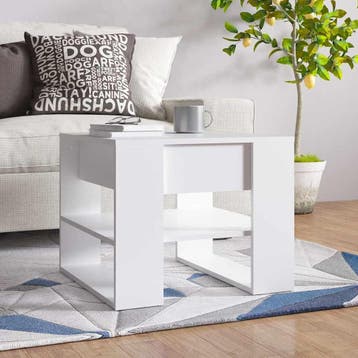 vidaXL Salontafel 55,5x55x45 cm bewerkt hout wit, 50 tot 100 cm, Verzenden, Nieuw, 50 tot 100 cm