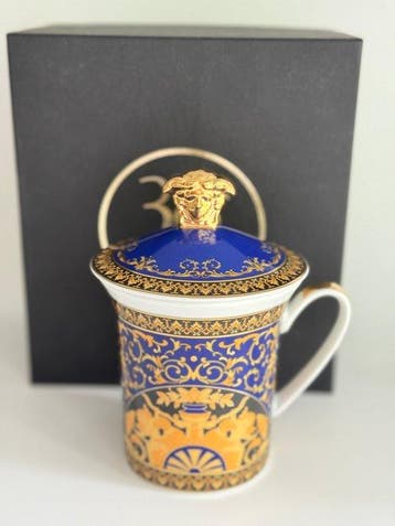 Rosenthal - Versace - Mok - MEDUSA Blue beker met deksel /