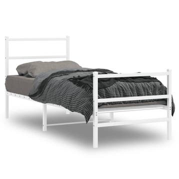 vidaXL Bedframe met hoofd- en voeteneinde metaal wit 80x200, Huis en Inrichting, Slaapkamer | Bedden, Eenpersoons, Verzenden, Wit