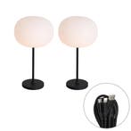 Set van 2 moderne tafellampen wit oplaadbaar - Maloi, Huis en Inrichting, Lampen | Tafellampen, Verzenden, Nieuw, Modern