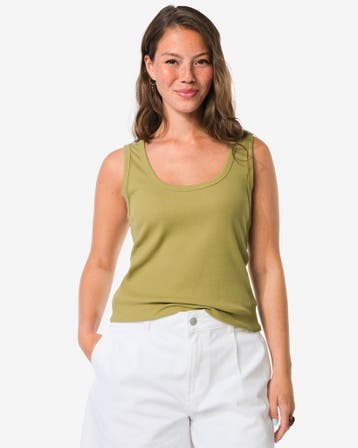 HEMA Damessinglet Anouk rib groen, Verzenden, Nieuw