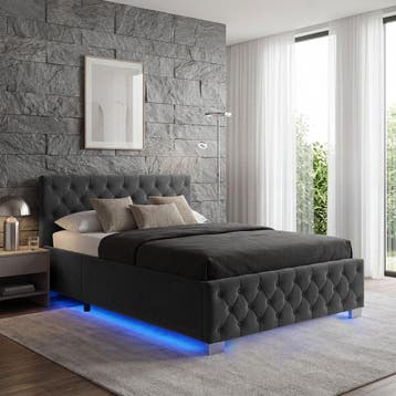 Gestoffeerd bed met LED-strips & opbergruimte, Verzenden, Nieuw