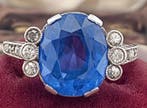 Ring Platina Saffier - Diamant, Sieraden, Tassen en Uiterlijk, Ringen, Nieuw