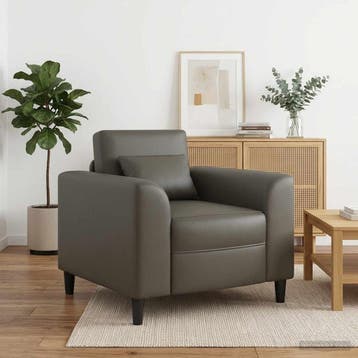 vidaXL Fauteuil Grijs Kunstleer, Huis en Inrichting, Verzenden, Nieuw
