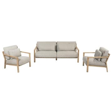 Lucas stoel bank loungeset 3 delig naturel teak 4 Seasons, Ophalen of Verzenden, Nieuw, Teakhout