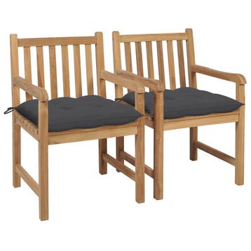 vidaXL Tuinstoelen 2 st met antracietkleurige kussens, Verzenden, Nieuw