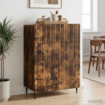 vidaXL Dressoir Gerookt eiken 66 x 34,5 x 92 cm Bewerkt hout, Verzenden, Nieuw, Overige houtsoorten, Minder dan 50 cm