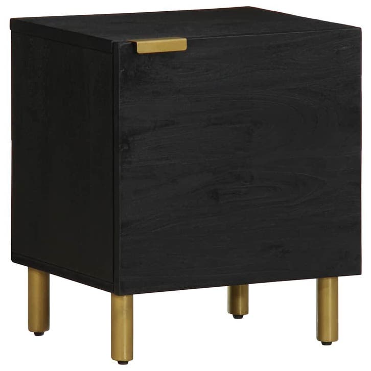 vidaXL Nachtkastje 40x33x46 cm massief mangohout zwart, Huis en Inrichting, Slaapkamer | Nachtkastjes, Nieuw, Minder dan 45 cm