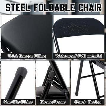 Klapstoelen - Vouwstoelen - Set van 6 - Eettafelstoelen - Zw, Verzenden, Zo goed als nieuw