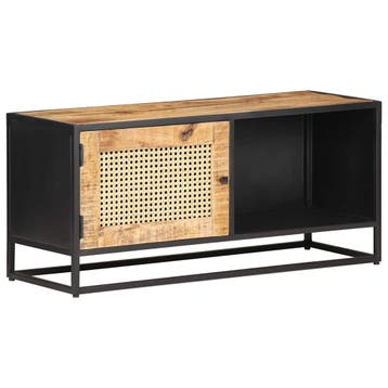 vidaXL Tv-meubel 90x30x40 cm ruw mangohout en natuurlijk, Verzenden, Nieuw, 50 tot 100 cm, Minder dan 100 cm