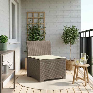 vidaXL Eénpersoons Tuinbank met Kussen Rattan Look PP, Tuin en Terras, Tuinsets en Loungesets, Verzenden, Nieuw