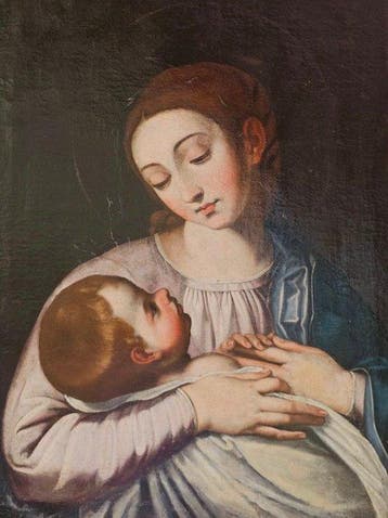 Escuela Barroca Italiana (XVII) - Santa Madonna, Antiek en Kunst