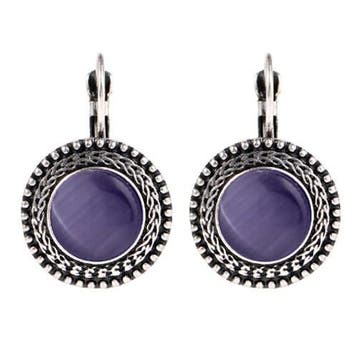 Fako Bijoux - Oorbellen - Tibetaans Zilver - Opaal - 17mm -, Verzenden, Nieuw