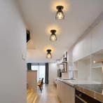 Industriële plafondlamp zwart vintage metaal E27, Verzenden, Nieuw