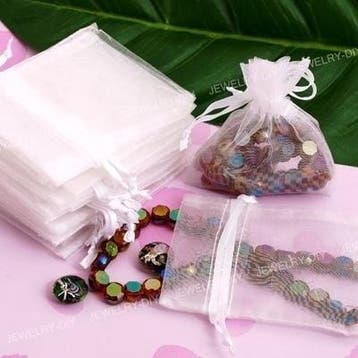 c.a. 50 x Organza zakjes 10 x 15cm wit, Ophalen of Verzenden, Nieuw