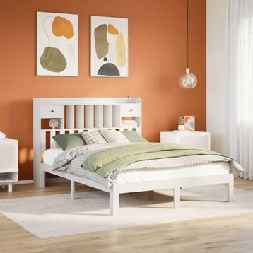 vidaXL Bed met boekenkast zonder matras grenenhout wit, Verzenden, Wit, 190 cm of minder, Overige maten