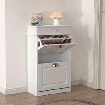 Schoenenkast met 2 Kleppen – Compact Wit Schoenenrek Hal, Verzenden, Nieuw