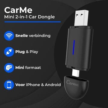 2dekans | CarMe Mini 2-in-1 CarPlay Dongle - USB-A & USB-C -, Ophalen of Verzenden, Zo goed als nieuw
