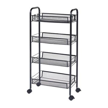 [en.casa] Keukentrolley Tromsø met 4 manden 83x44x26 cm zwar, Verzenden