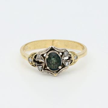 Ring - 18 karaat Geel goud, Witgoud Saffier - Diamant, Sieraden, Tassen en Uiterlijk, Ringen, Nieuw