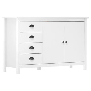 vidaXL Dressoir Hill 130x40x80 cm massief grenenhout wit, Verzenden, Nieuw, Grenenhout, Minder dan 50 cm