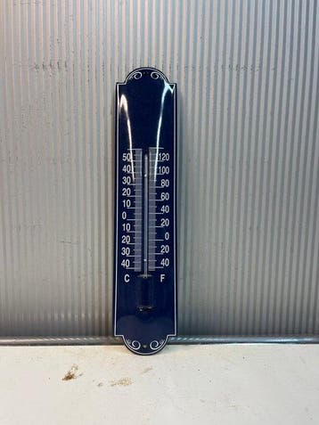 Emaille wandthermometer – Donkerblauw – Klassiek vintage