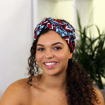 Afrikaanse hoofddoek / headwrap - Wit / Rood / blauw, Ophalen of Verzenden, Nieuw
