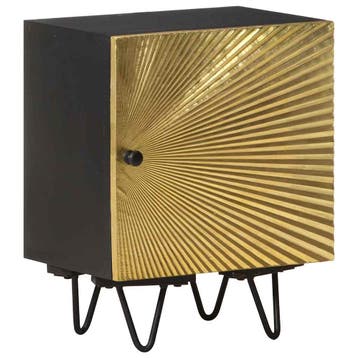 vidaXL Nachtkastje met messing voorkant 40x30x50 cm massief, Minder dan 45 cm, Verzenden, Nieuw, Minder dan 55 cm