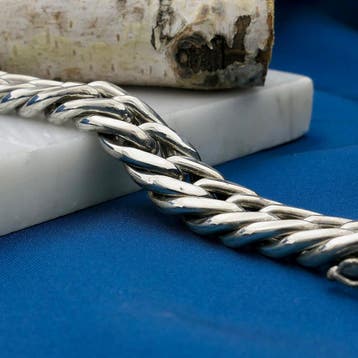 Massief zilveren gourmet schakelarmband, Sieraden, Tassen en Uiterlijk, Armbanden, Ophalen of Verzenden, Gebruikt, Zilver, Zilver