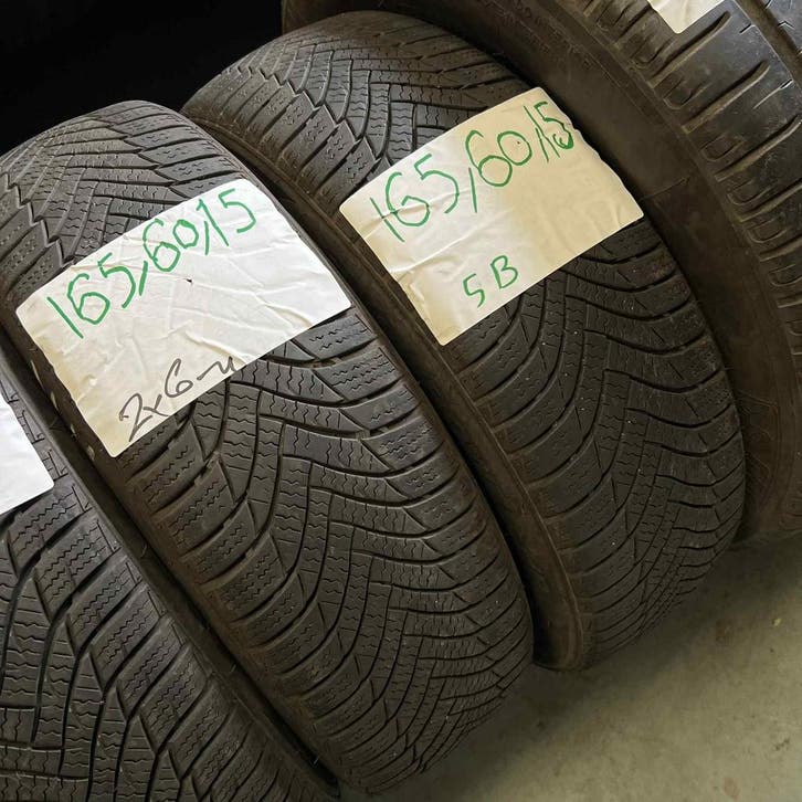 2 x Tristar 165-60-15 Winterbanden 6mm, Auto-onderdelen, Banden en Velgen, 15 inch, Winterbanden, 165 mm, Personenwagen, Gebruikt