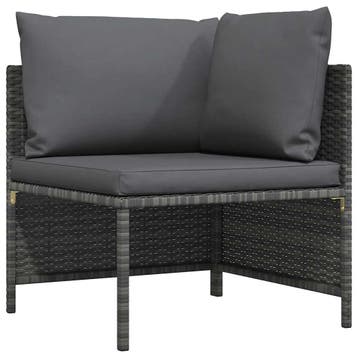 vidaXL Hoekbank sectioneel met kussens poly rattan grijs, Verzenden, Nieuw