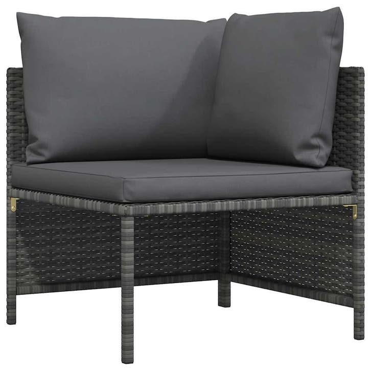 vidaXL Hoekbank sectioneel met kussens poly rattan grijs, Tuin en Terras, Tuinsets en Loungesets, Nieuw, Verzenden