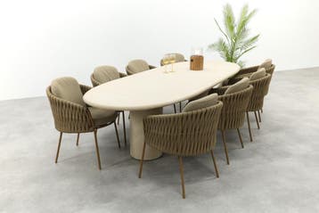 4SO Molina/Hampton 8-persoons ovale dining tuinset 330x110, Verzenden, Nieuw, Rvs, Tuinset