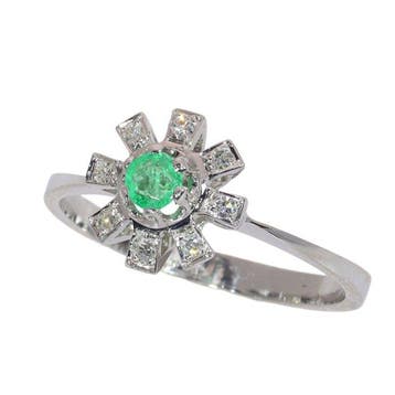 Ring - 18 karaat Witgoud - Diamant - Vintage NOS 1970, Nieuw