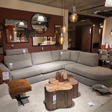 Hoekbank Arnad - Stof Grijs - Rond - Pronto Wonen, Hoekbank, Nieuw, Ophalen of Verzenden, Landelijk