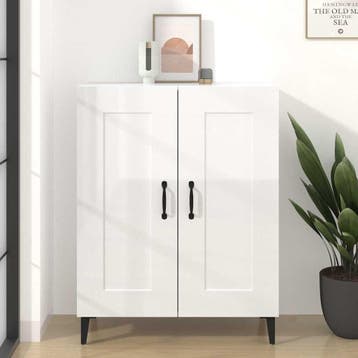 Sidetable hoogglans wit - 52% korting (Retourkans!), Met plank(en), Gebruikt, Modern, 25 tot 50 cm