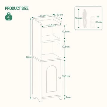 Smalle Badkamerkast met Deuren en Verstelbare Planken Toilet, Huis en Inrichting, Badkamer | Badkamermeubels, Verzenden, Nieuw