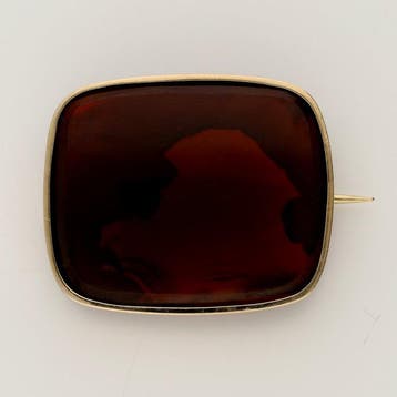 Broche - 12 kt. Geel goud - Agaat, Sieraden, Tassen en Uiterlijk, Antieke sieraden