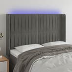 vidaXL Hoofdbord LED 147x16x118/128 cm fluweel lichtgrijs, Verzenden, Nieuw, Grijs, Stof
