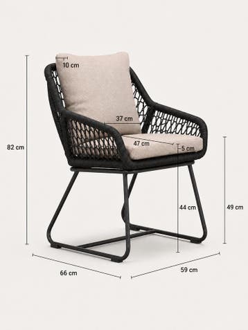 Dining Tuinstoel Cannes – Olefin Rope  Zwart & Sand  The Out, Verzenden, Nieuw